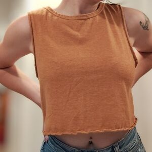 Orange crop tank top